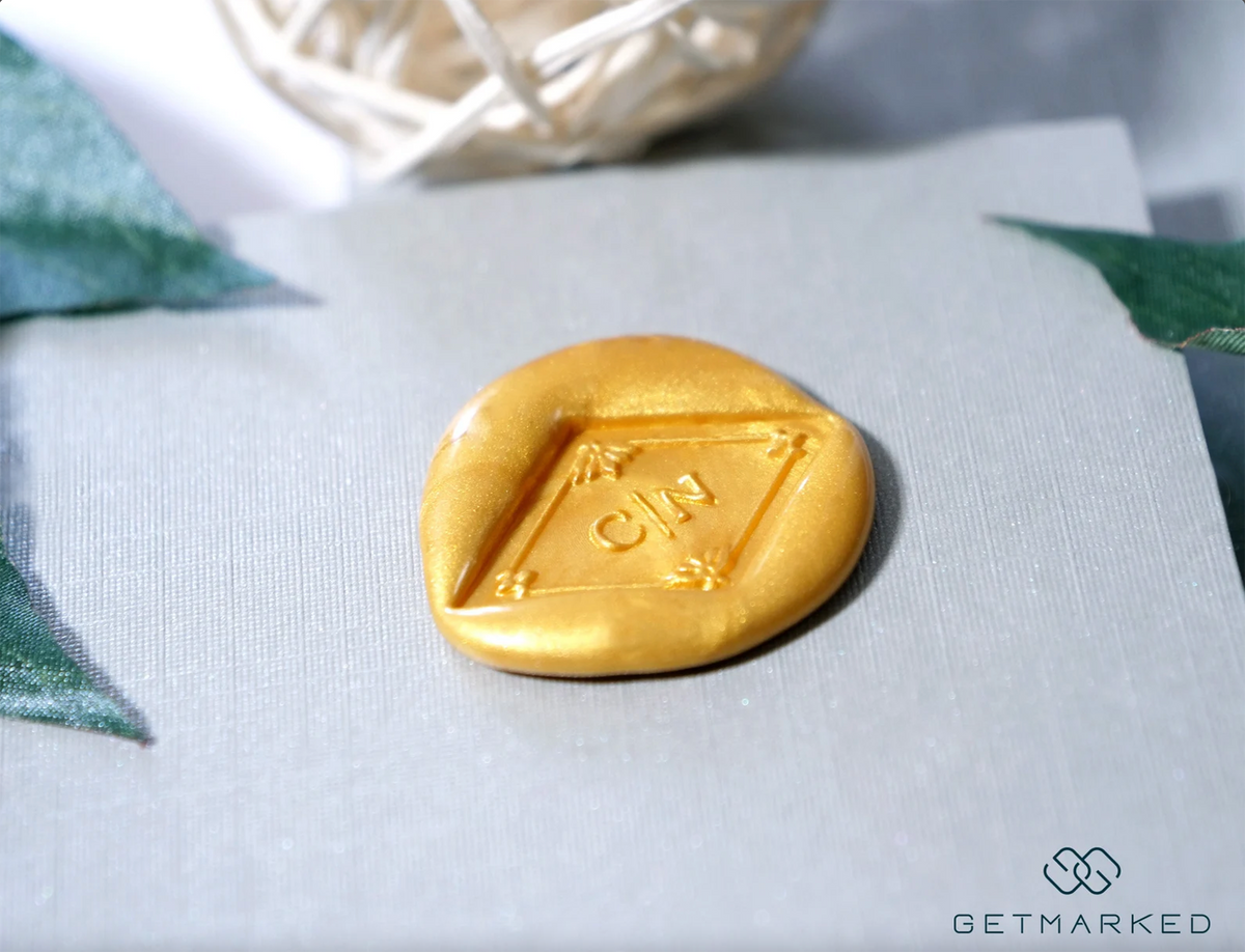 Love Diamond - Customized Wedding Wax Seal Stamp Template by Get Marked (WS0439)