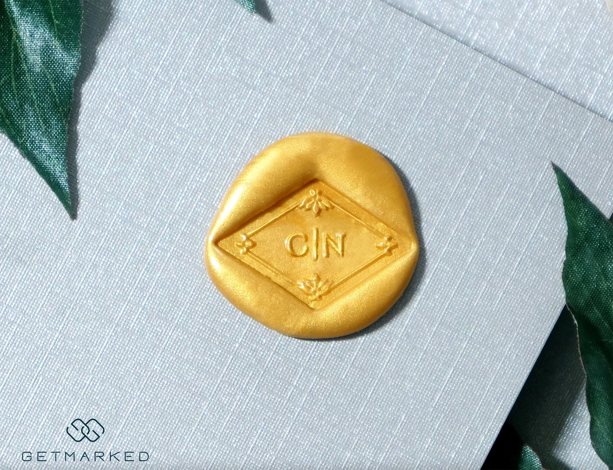Love Diamond - Customized Wedding Wax Seal Stamp Template by Get Marked (WS0439)