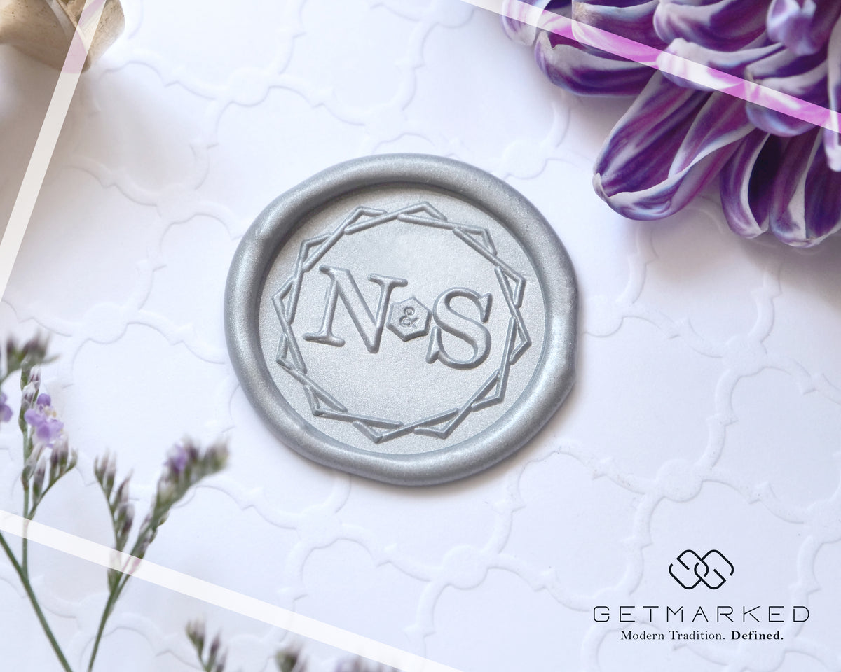 Two of Us - Customized Wedding Wax Seal Stamp Template by Get Marked (WS0405)