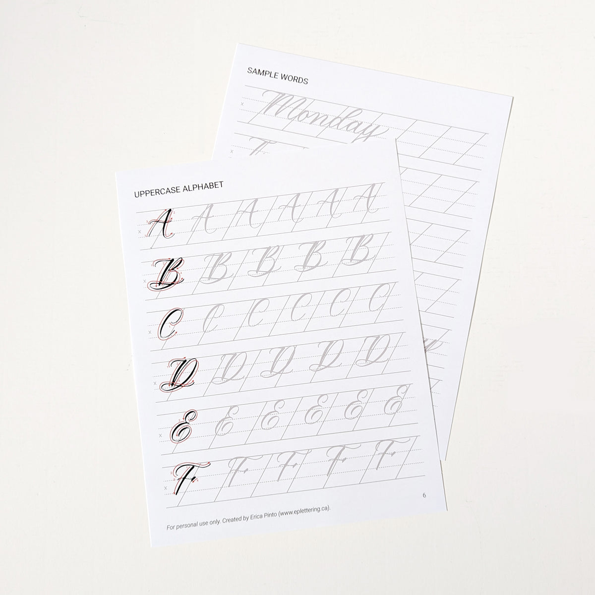 Erica Pinto Hand Lettering - Brush Calligraphy - Uppercase Workbook