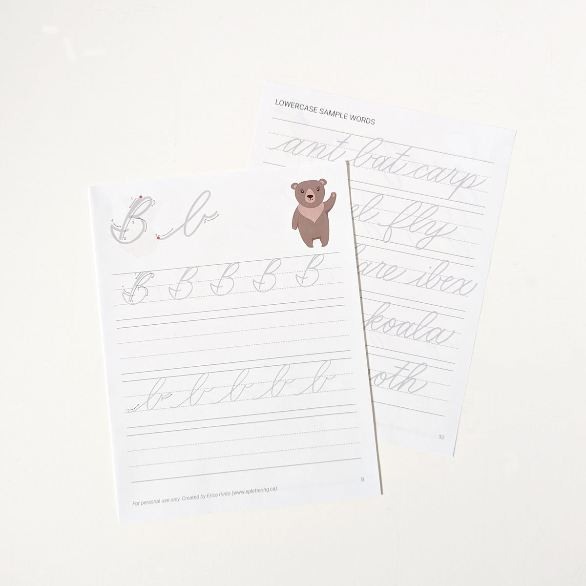 Erica Pinto Hand Lettering - Cursive - Practice Workbook
