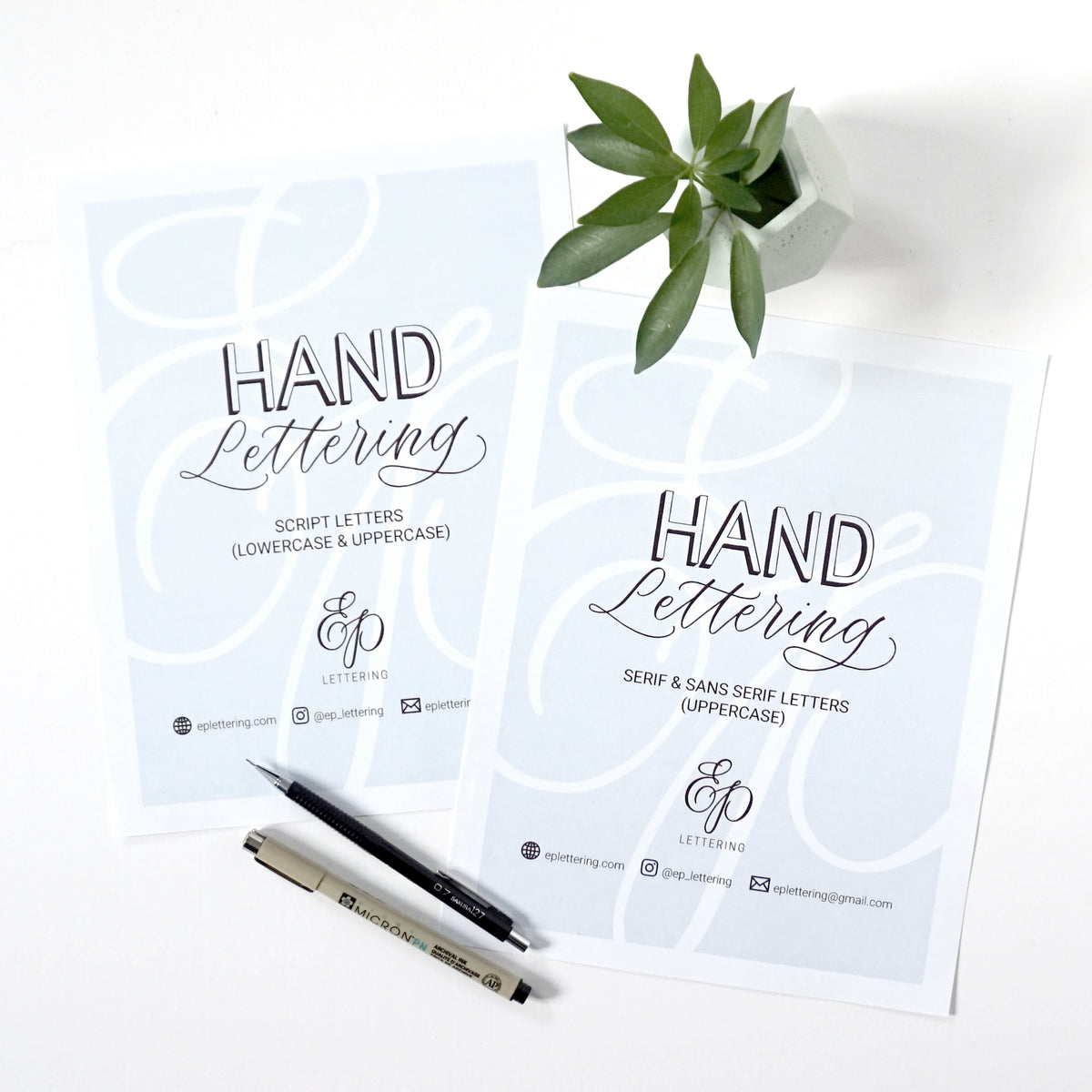 Erica Pinto Hand Lettering - Hand Lettering Bundle (2 PDFs) - Includes &#39;Hand Lettering - Script Letters&#39; + &#39;Hand Lettering - Serif &amp; Sans Serif Letters&#39;