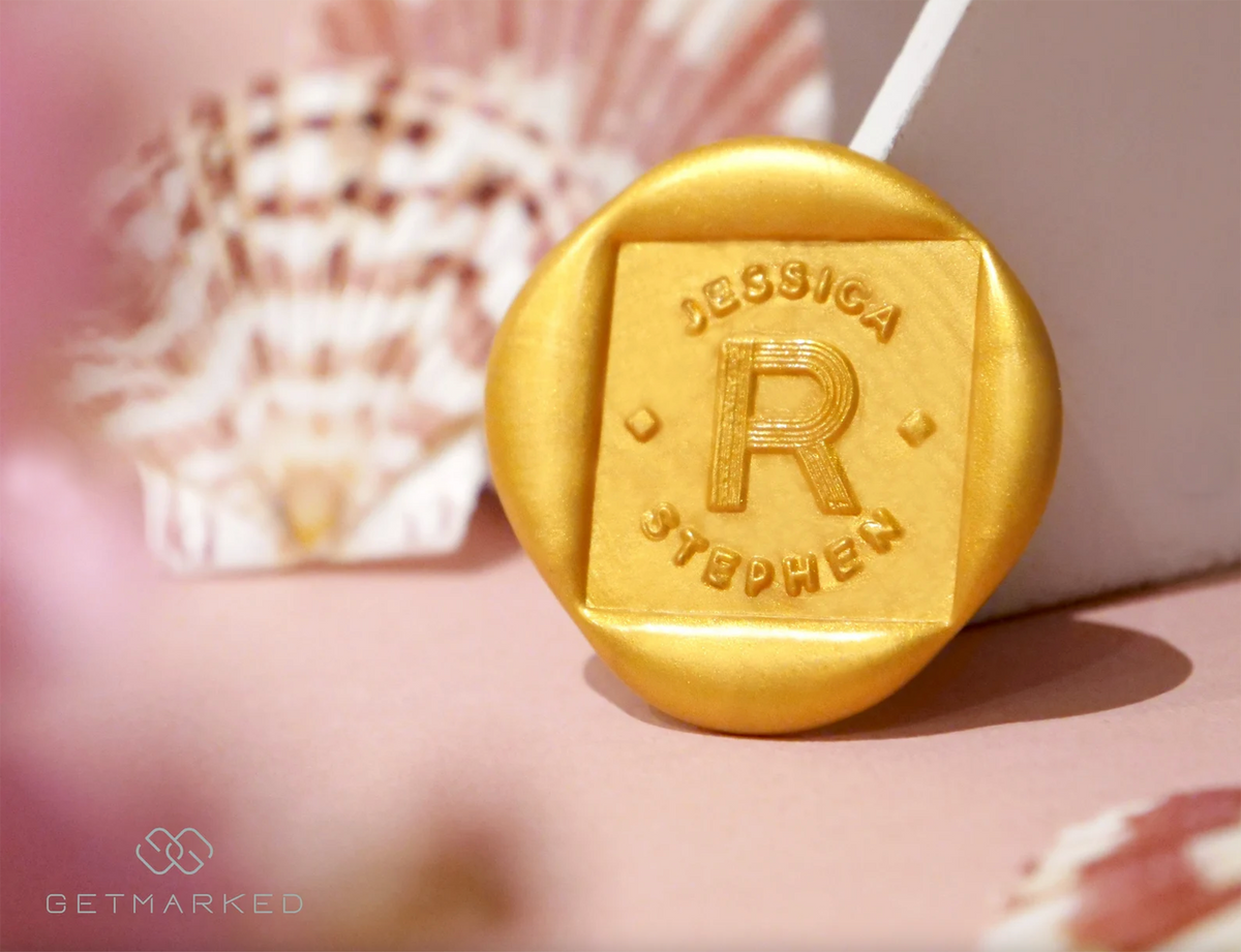 Chic - Customized Wedding Wax Seal Stamp Template by Get Marked (WS0435)