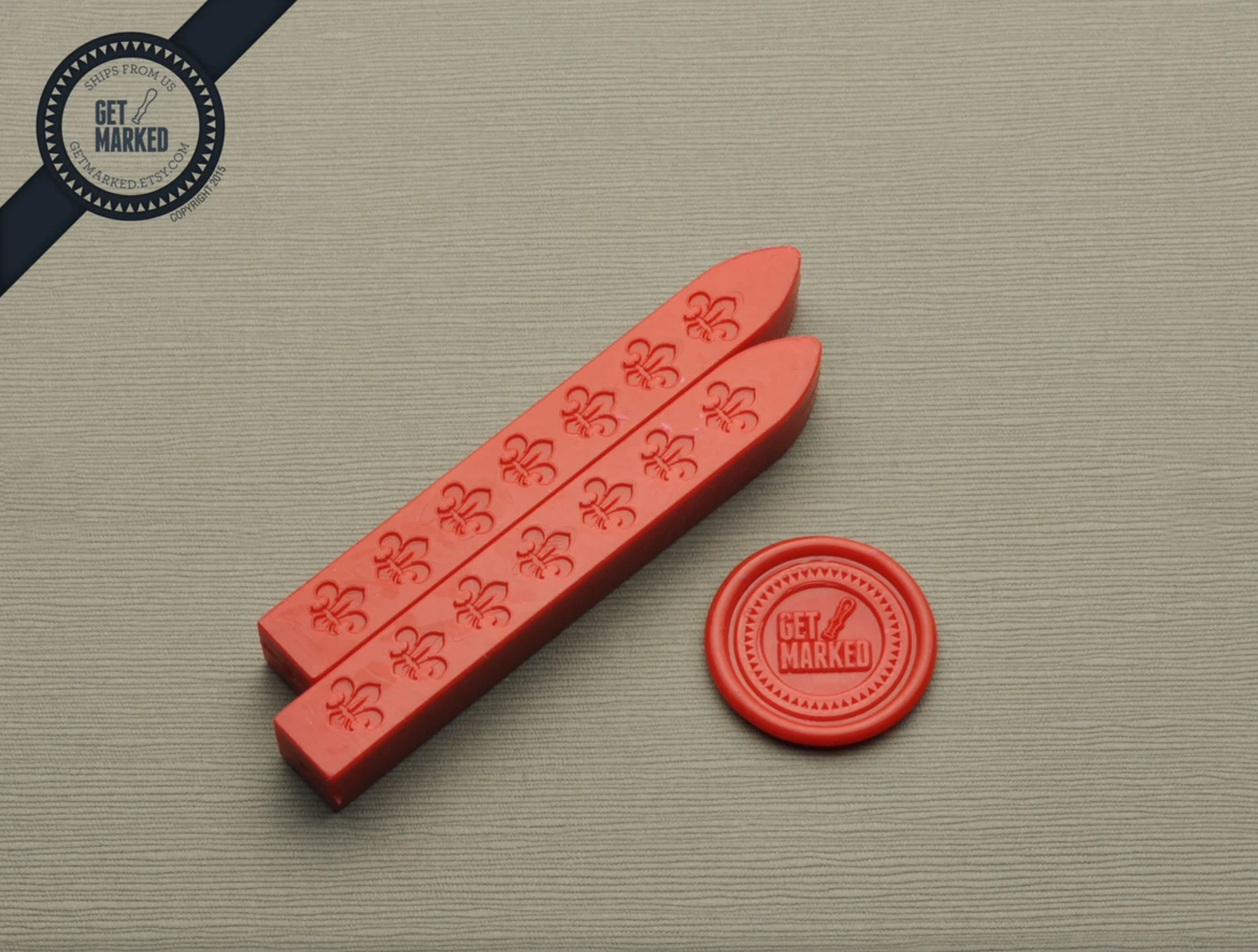 2 Pieces CHINESE RED Non-Wicked Wax Stick for Sealing Wax Stamping (ZD0046)