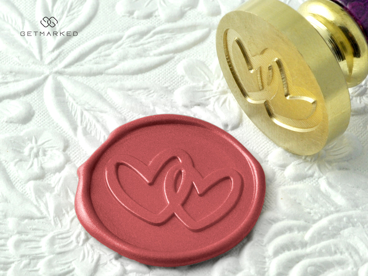 Two Loving Hearts - Wax Seal Stamp by Get Marked - Wedding Collection (WS0186)