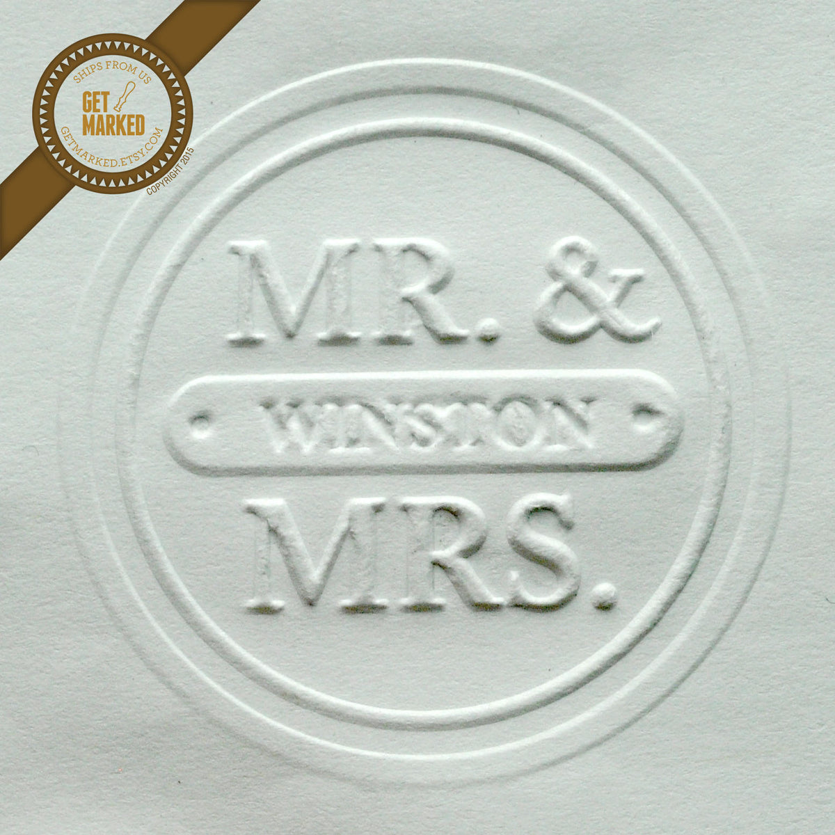 Mr. &amp; Mrs. - Customized  Embosser Stamp by Get Marked (ES0002)