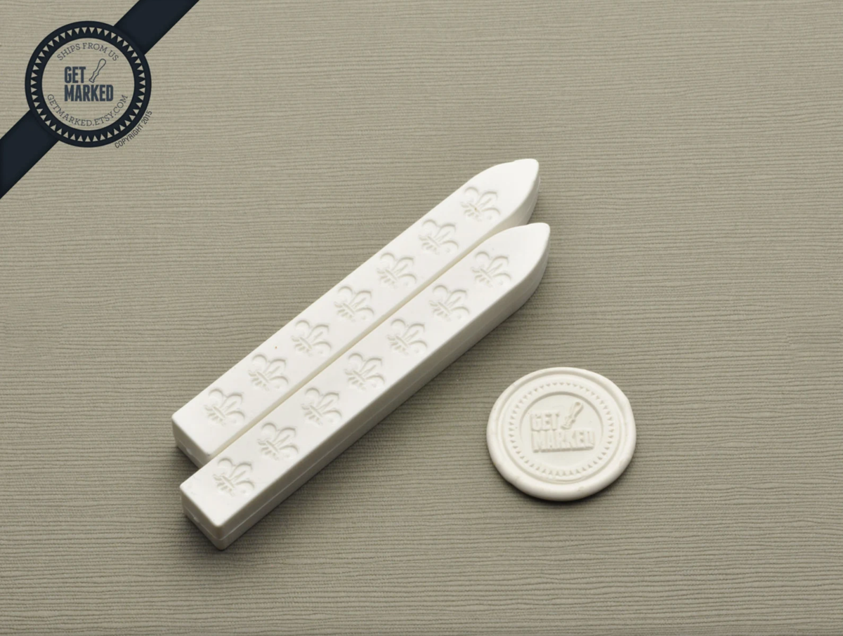 2 Pieces SNOW WHITE Non-Wicked Wax Stick for Sealing Wax Stamping (ZD0036)